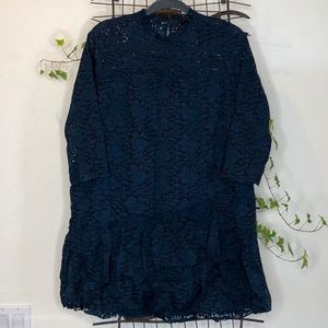 NWOT ZARA Navy Lace Baby Doll Dress Medium